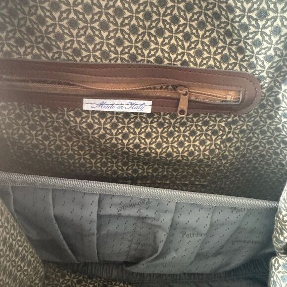 Vintage Etrusco Italy Canvas Leather Large Travel Bag Top Handle Shoulder Strap - Picture 6 of 7